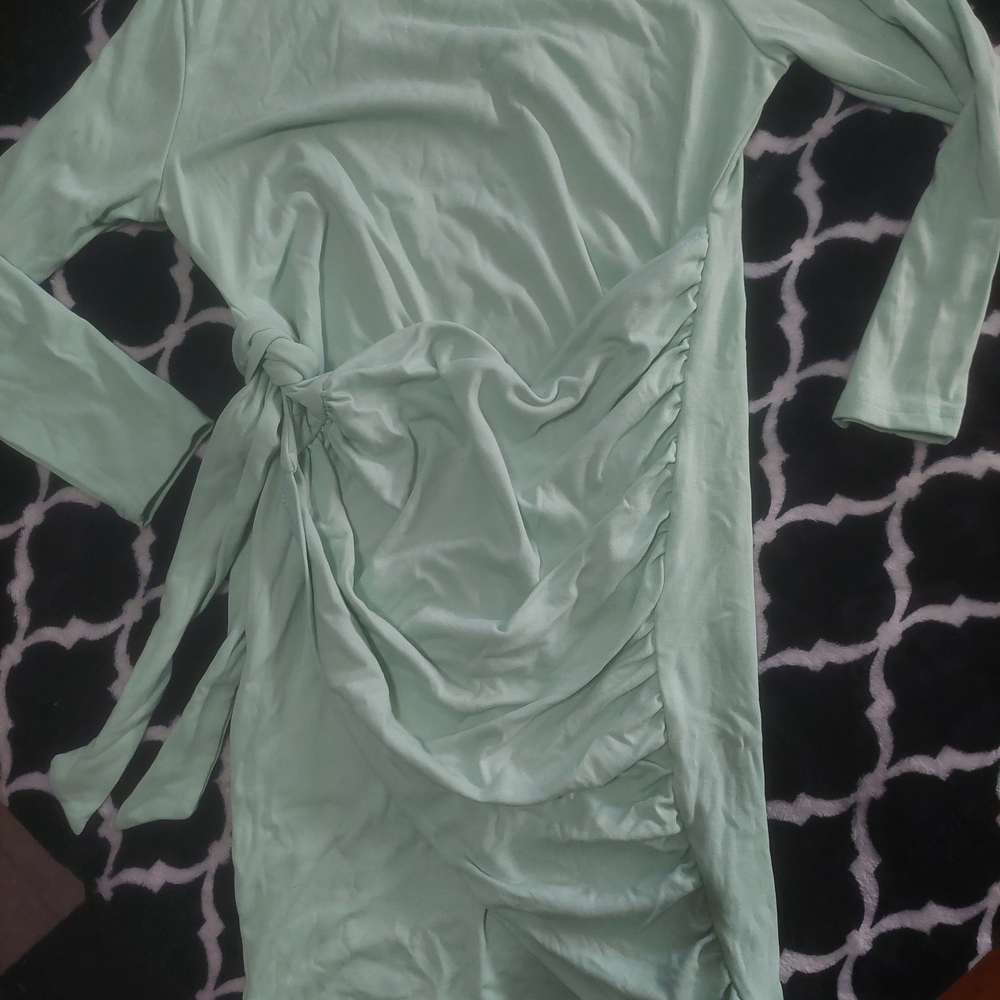 Elegant Mint Green Ruched Dress